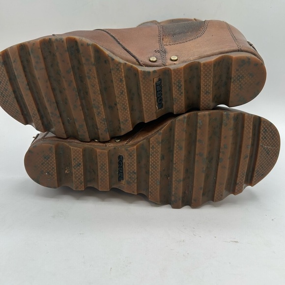 Sorel Women’s Lea Wedge Platform Booties Boots Leather in Elk Curry Size 7 - Picture 12 of 12